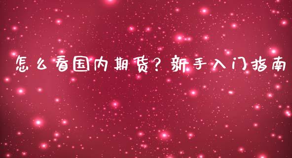 怎么看国内期货？新手入门指南_https://www.fansifence.com_中国国际期货_第1张