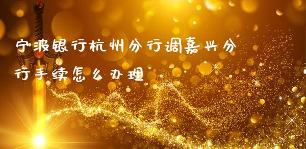 宁波银行杭州分行调嘉兴分行手续怎么办理_https://www.fansifence.com_恒指交易时间_第1张