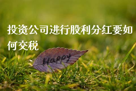 投资公司进行股利分红要如何交税_https://www.fansifence.com_国际期货_第1张