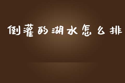 倒灌的湖水怎么排_https://www.fansifence.com_中国国际期货_第1张
