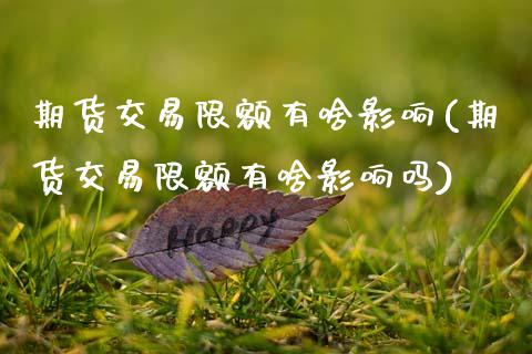期货交易限额有啥影响(期货交易限额有啥影响吗)_https://www.fansifence.com_国际期货行情_第1张