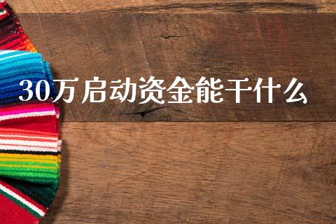 30万启动资金能干什么_https://www.fansifence.com_国际期货行情_第1张