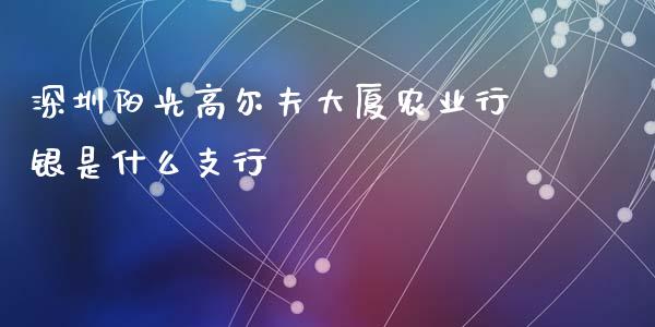 深圳阳光高尔夫大厦农业行银是什么支行_https://www.fansifence.com_国际期货_第1张