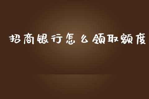 招商银行怎么领取额度_https://www.fansifence.com_中国国际期货_第1张