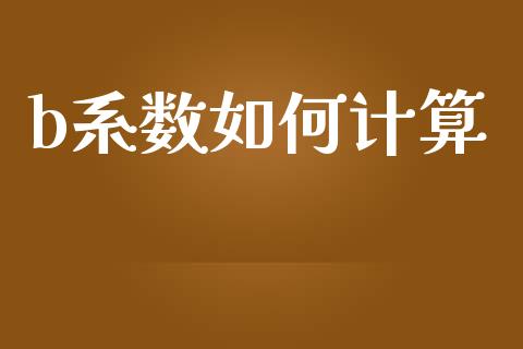 b系数如何计算_https://www.fansifence.com_国际期货行情_第1张