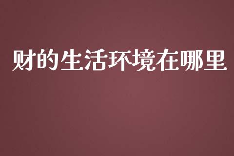 财的生活环境在哪里_https://www.fansifence.com_国际期货_第1张