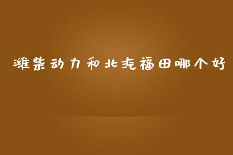 潍柴动力和北汽福田哪个好_https://www.fansifence.com_恒指交易时间_第1张