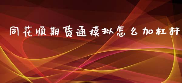 同花顺期货通模拟怎么加杠杆_https://www.fansifence.com_国际期货_第1张