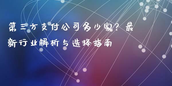 第三方支付公司多少家？最新行业解析与选择指南_https://www.fansifence.com_恒指交易时间_第1张