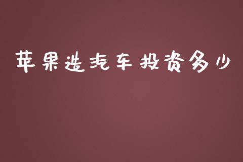 苹果造汽车投资多少_https://www.fansifence.com_中国国际期货_第1张