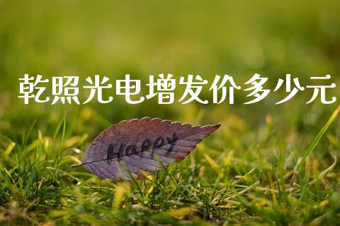 乾照光电增发价多少元_https://www.fansifence.com_国际期货_第1张