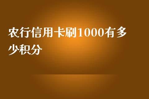 农行信用卡刷1000有多少积分_https://www.fansifence.com_国际期货行情_第1张