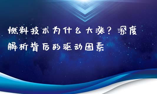 燃料技术为什么大涨？深度解析背后的驱动因素_https://www.fansifence.com_中国国际期货_第1张