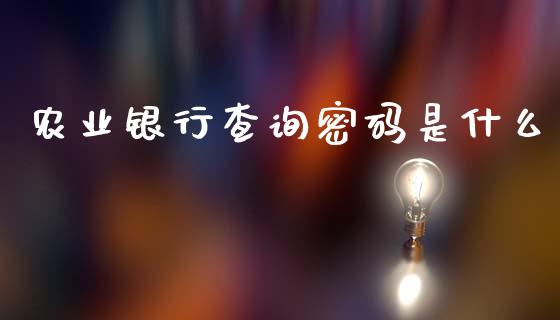 农业银行查询密码是什么_https://www.fansifence.com_国际期货行情_第1张