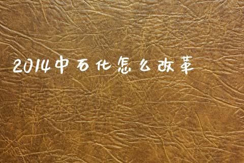 2014中石化怎么改革_https://www.fansifence.com_国际期货_第1张