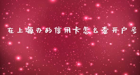 在上海办的信用卡怎么查开户号_https://www.fansifence.com_恒指交易时间_第1张