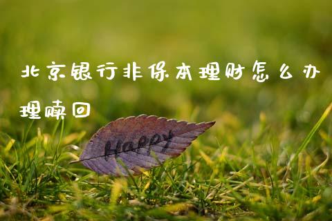北京银行非保本理财怎么办理赎回_https://www.fansifence.com_恒指交易时间_第1张