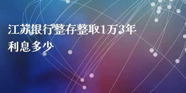 江苏银行整存整取1万3年利息多少_https://www.fansifence.com_中国国际期货_第1张
