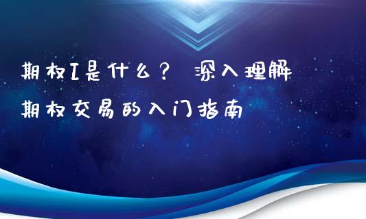 期权I是什么？ 深入理解期权交易的入门指南_https://www.fansifence.com_国际期货_第1张