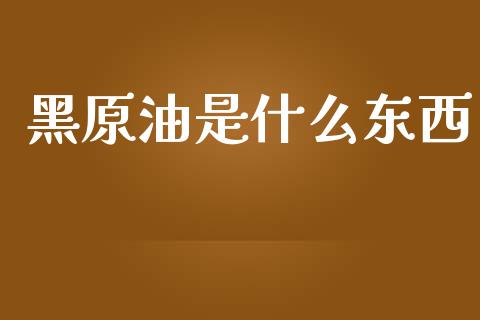 黑原油是什么东西_https://www.fansifence.com_恒指交易时间_第1张
