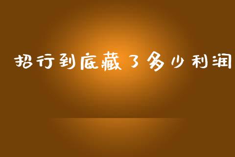 招行到底藏了多少利润_https://www.fansifence.com_国际期货行情_第1张