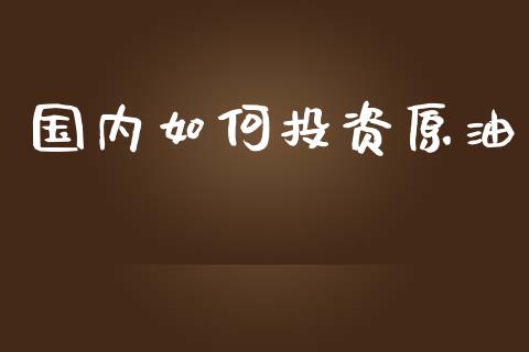 国内如何投资原油_https://www.fansifence.com_恒指交易时间_第1张