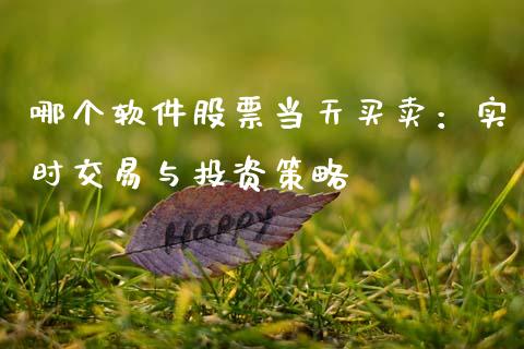 哪个软件股票当天买卖：实时交易与投资策略_https://www.fansifence.com_国际期货行情_第1张