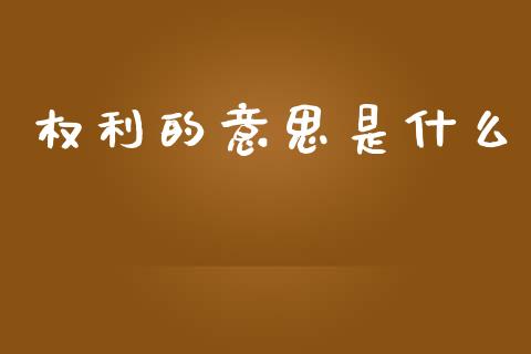 权利的意思是什么_https://www.fansifence.com_恒指交易时间_第1张