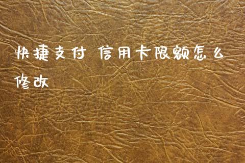 快捷支付 信用卡限额怎么修改_https://www.fansifence.com_恒指交易时间_第1张
