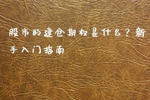 股市的建仓期权是什么？新手入门指南_https://www.fansifence.com_国际期货_第1张