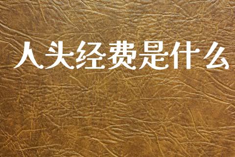 人头经费是什么_https://www.fansifence.com_国际期货_第1张