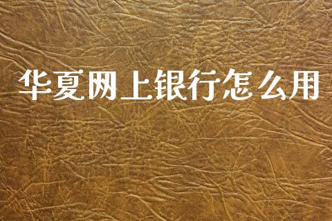 华夏网上银行怎么用_https://www.fansifence.com_国际期货行情_第1张