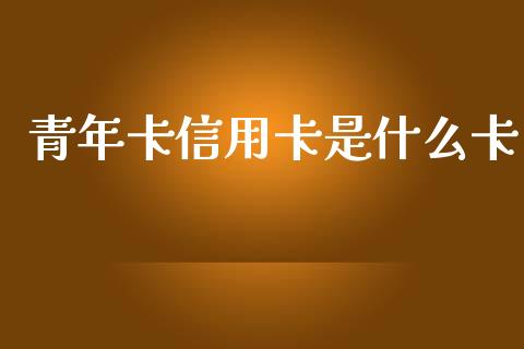 青年卡信用卡是什么卡_https://www.fansifence.com_国际期货行情_第1张