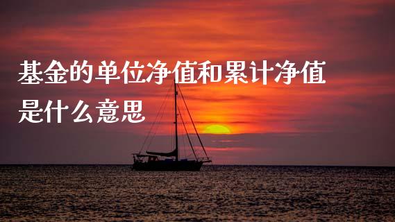 基金的单位净值和累计净值是什么意思_https://www.fansifence.com_中国国际期货_第1张