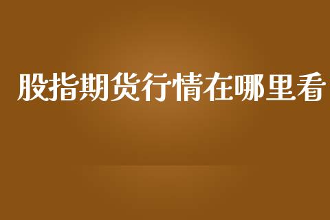 股指期货行情在哪里看_https://www.fansifence.com_国际期货行情_第1张