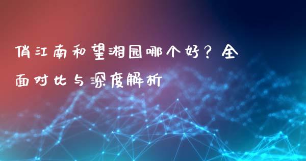俏江南和望湘园哪个好？全面对比与深度解析_https://www.fansifence.com_国际期货_第1张
