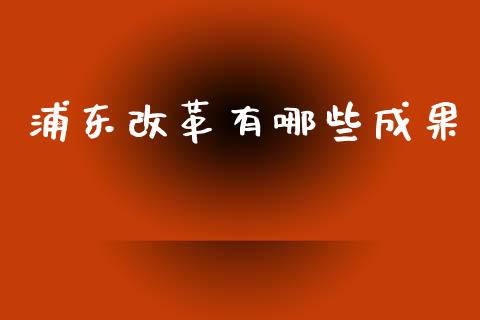 浦东改革有哪些成果_https://www.fansifence.com_国际期货行情_第1张
