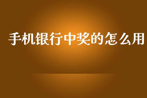 手机银行中奖的怎么用_https://www.fansifence.com_国际期货行情_第1张