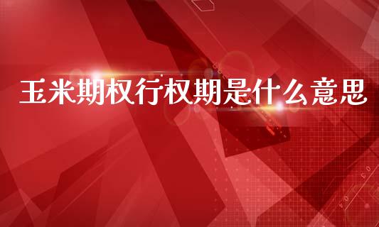 玉米期权行权期是什么意思_https://www.fansifence.com_国际期货行情_第1张