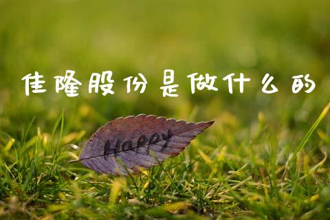 佳隆股份是做什么的_https://www.fansifence.com_国际期货_第1张