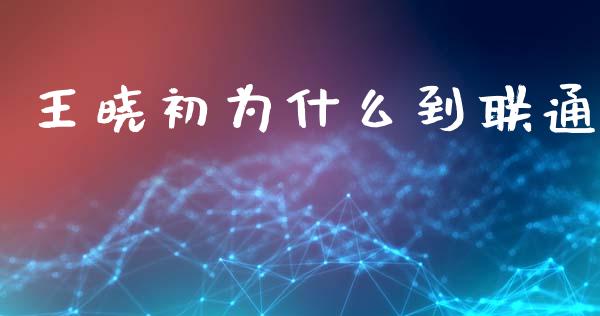 王晓初为什么到联通_https://www.fansifence.com_国际期货_第1张