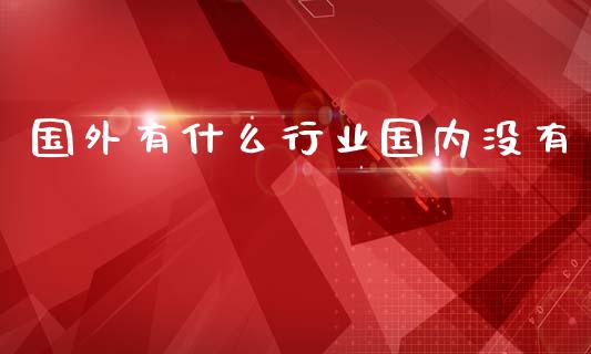 国外有什么行业国内没有_https://www.fansifence.com_恒指交易时间_第1张
