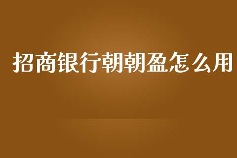 招商银行朝朝盈怎么用_https://www.fansifence.com_国际期货行情_第1张