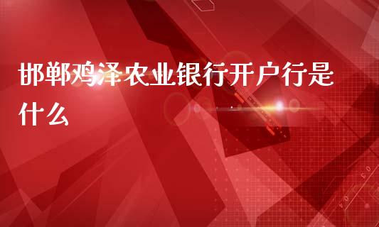 邯郸鸡泽农业银行开户行是什么_https://www.fansifence.com_国际期货行情_第1张