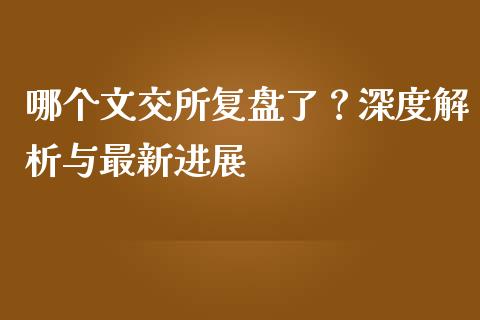 哪个文交所复盘了？深度解析与最新进展_https://www.fansifence.com_恒指交易时间_第1张