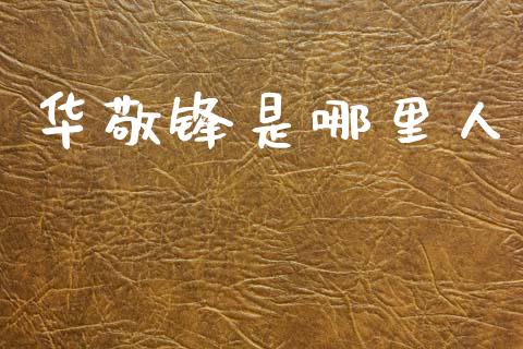 华敬锋是哪里人_https://www.fansifence.com_中国国际期货_第1张