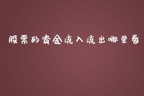 股票的资金流入流出哪里看_https://www.fansifence.com_中国国际期货_第1张