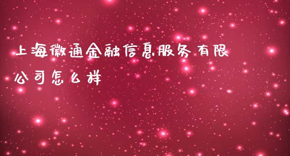 上海徽通金融信息服务有限公司怎么样_https://www.fansifence.com_中国国际期货_第1张