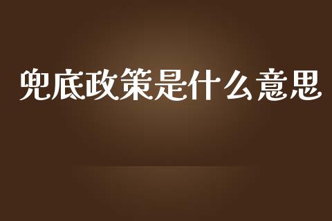 兜底政策是什么意思_https://www.fansifence.com_中国国际期货_第1张