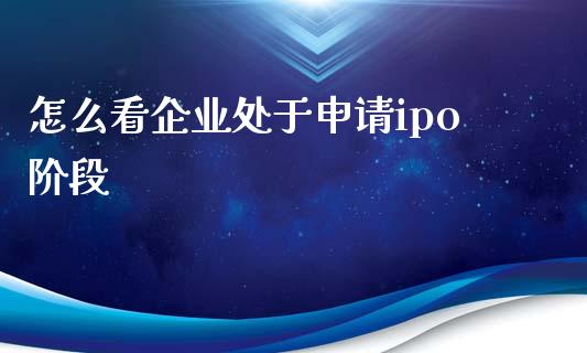 怎么看企业处于申请ipo阶段_https://www.fansifence.com_国际期货行情_第1张